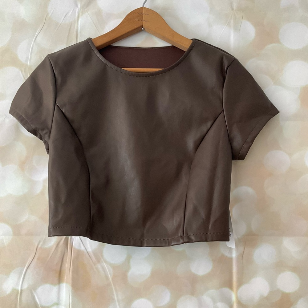 Kirious Los Angeles Faux Leather Cropped Top